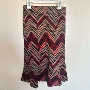 Diane Von Furstenberg Multicolor Chevron A-Line Skirt
